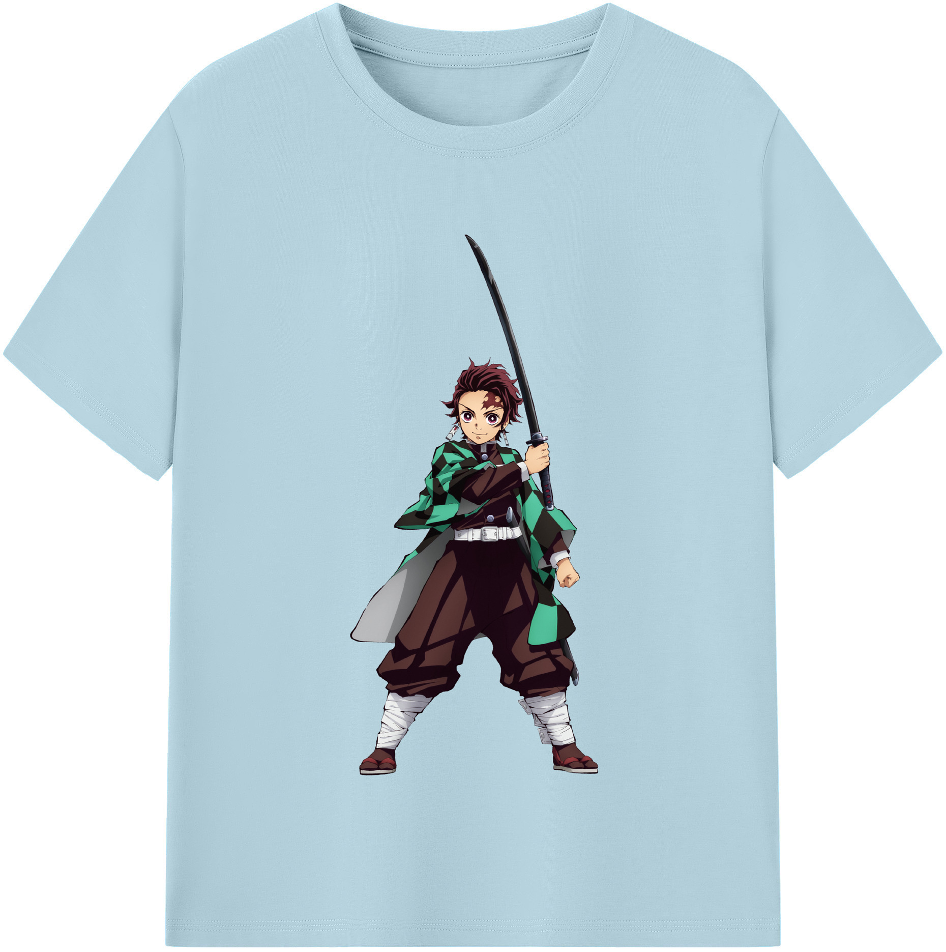 （画像用） 鬼滅の刃 竈門 炭治郎／かまど たんじろう Kamado Tanjirou 綿100％半袖Tシャツ（フロントプリント）